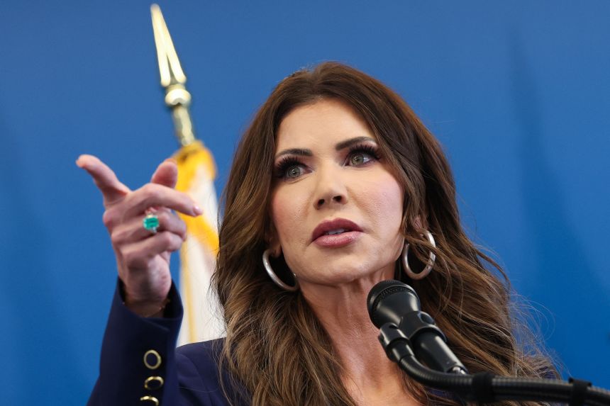 US Secretary of Homeland Security Kristi Noem speaks during a press conference to discuss ICE operations in New York on January 8.