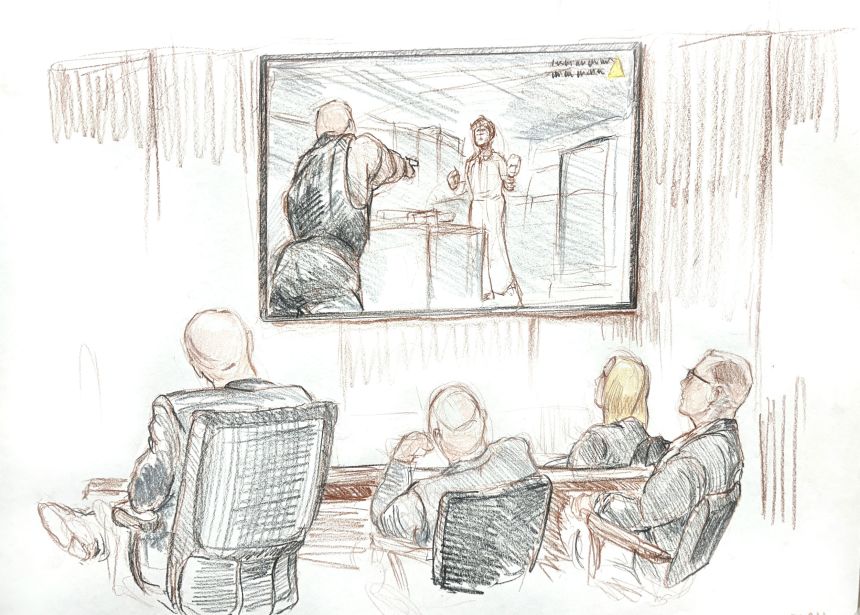 Bodycam footage showing the shooting of Sonya Massey is shown in court on October 22, 2025.