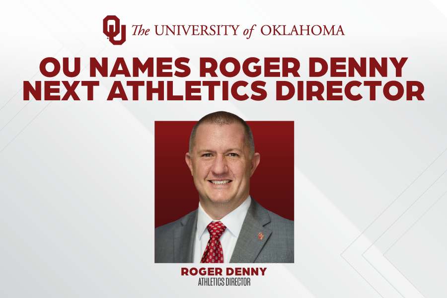 Graphic reading: OU Names Roger Denny Next Athletics Director.