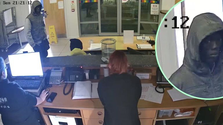 CCTV alleged to show Majek staring at Rhiannon Whyte (left) and a colleague. Pic: PA