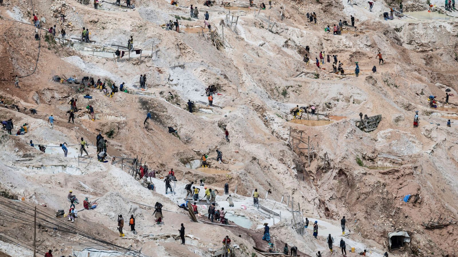 Miners work at the D4 Gakombe coltan mining quarry in Rubaya, Democratic Republic of Congo, in May last year. Pic: Associated Press