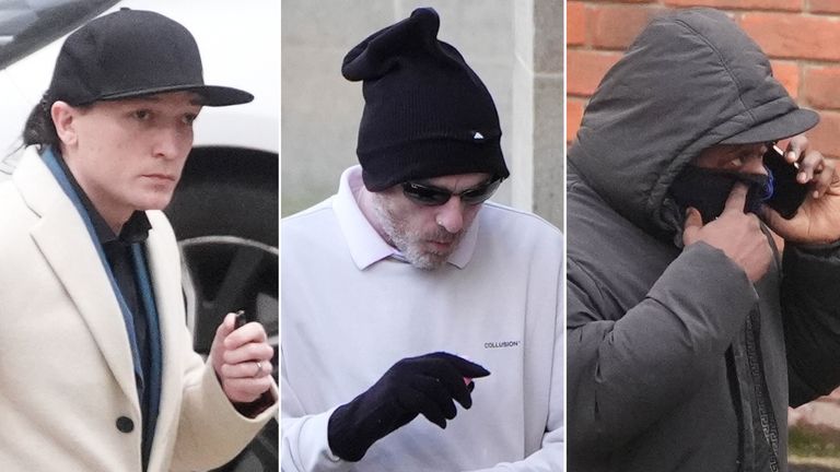 (L-R) Connor Sanderson Doyle, Dean Hamilton and Norman Macksoni arriving at Winchester Crown Court. Pics: PA