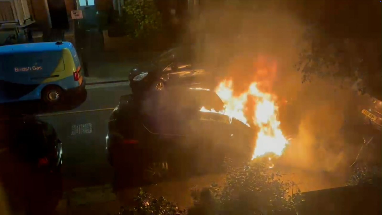 A car was set alight in Kentish Town, north London, on 8 May, police said