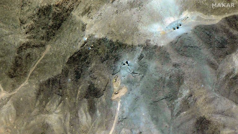 Excavators are seen at the Fordow nuclear site in Iran following US strikes in June 2025. Pic: Maxar/Reuters