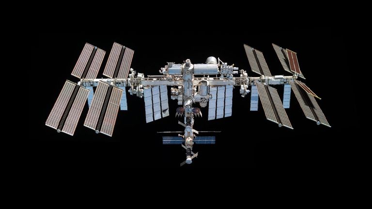 The ISS serves as a space laboratory and is the size of a football pitch. Pic: NASA