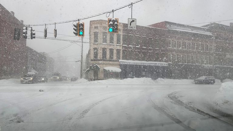 Fresh snowfall in Lowville, Lewis County in New York on Thursday. Pic: AP