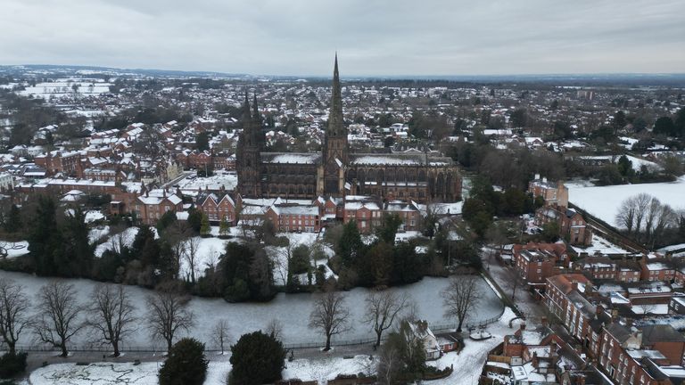 Storm Goretti brought snow to Lichfield, Staffordshire Pic: PA