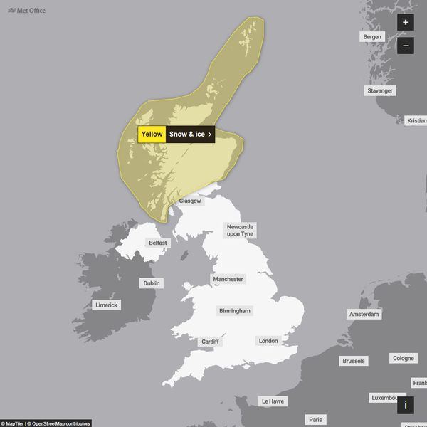Weather warnings for Sunday. Pic: Met Office