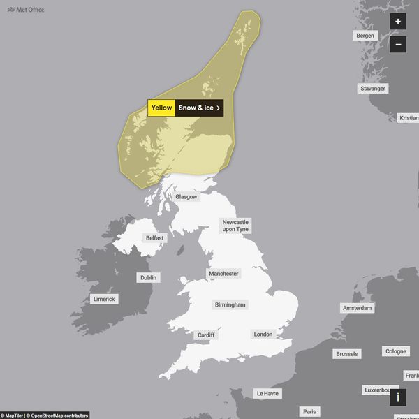 Weather warnings for Thursday. Pic: Met Office