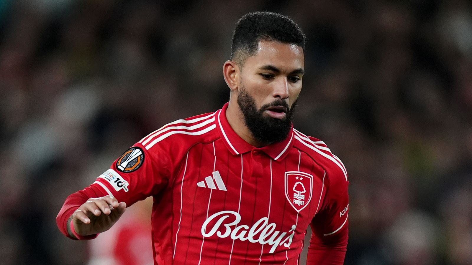 Nottingham Forest's Douglas Luiz in action during a UEFA Europa League match at the City Ground