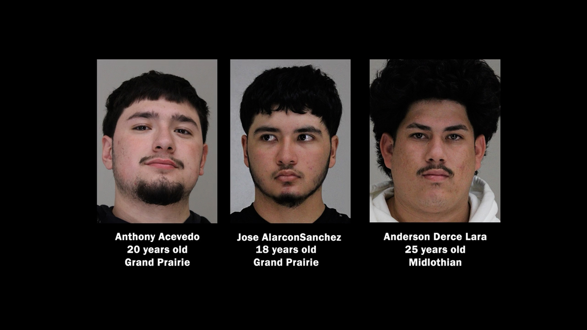 Booking photos of three men identified by Dallas police in a gunfire investigation