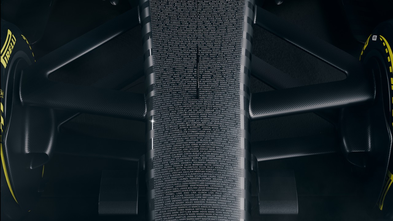 The nose of the Cadillac Formula 1 test livery. The nose of the Cadillac Formula 1 test livery.