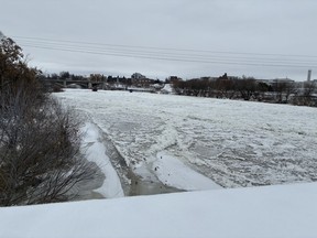 Ice jam Grand River January 2025