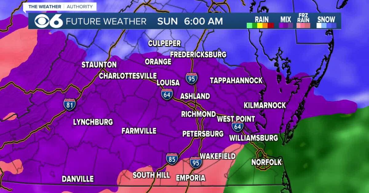 Updated hour-by-hour look at winter ice storm in Virginia