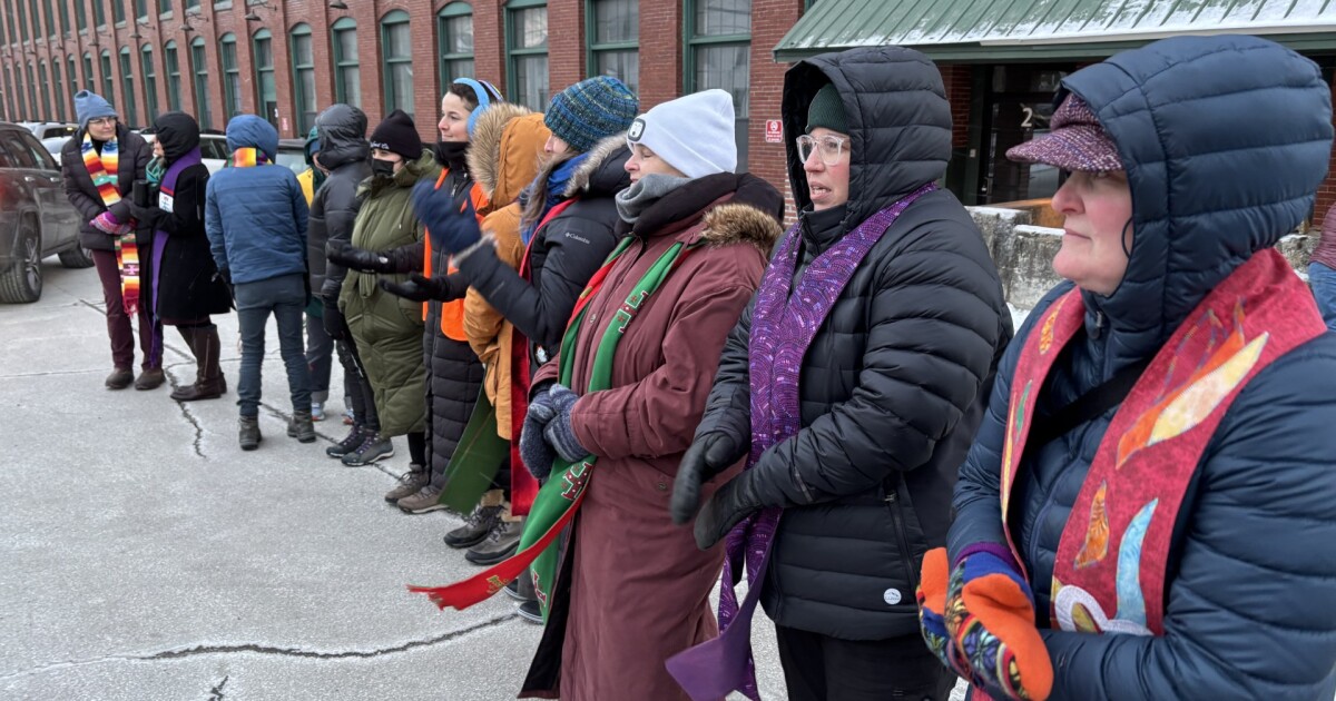 Westbrook community members form a human wall to keep local workers safe from ICE