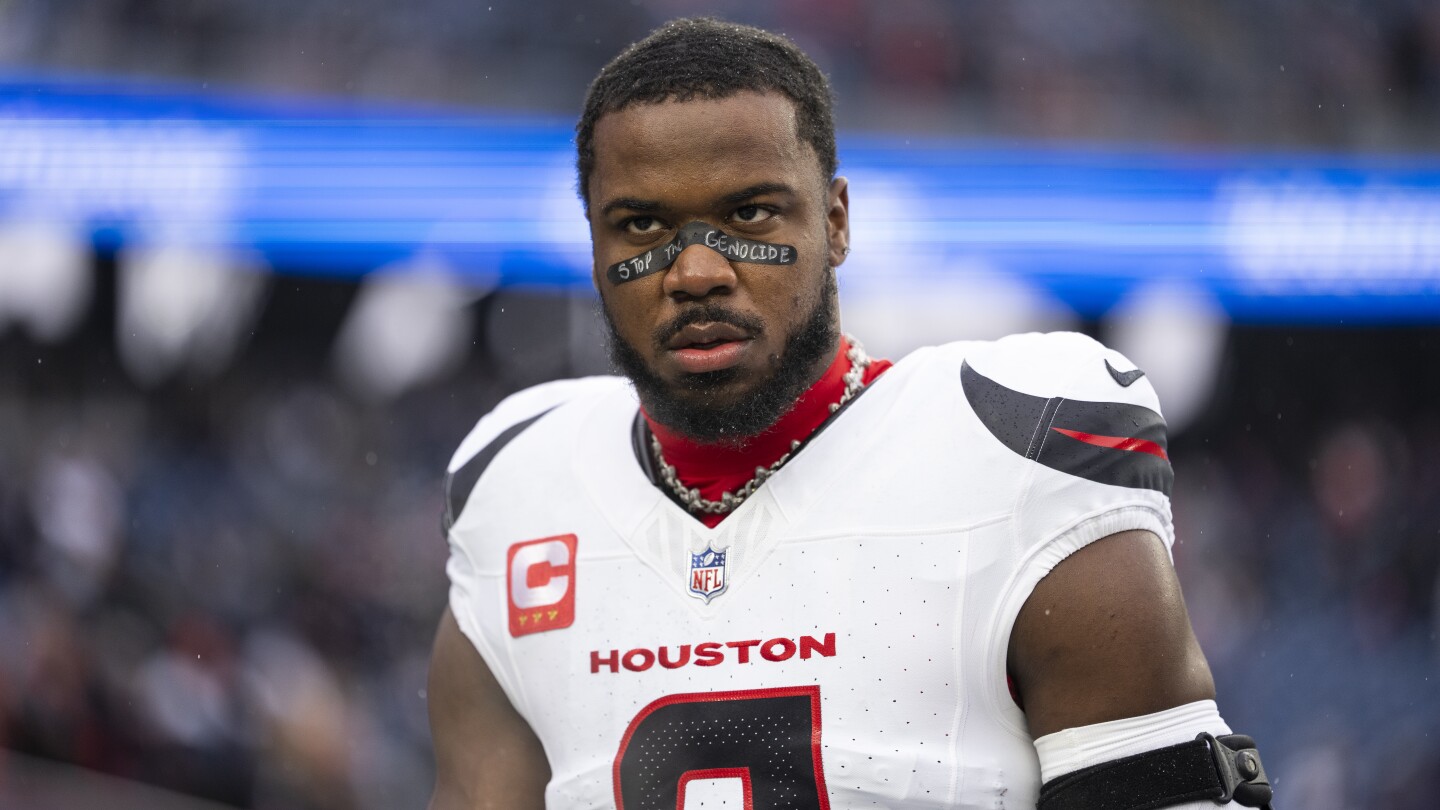 NFL fines Azeez Al-Shaair for "stop the genocide" message on eye black