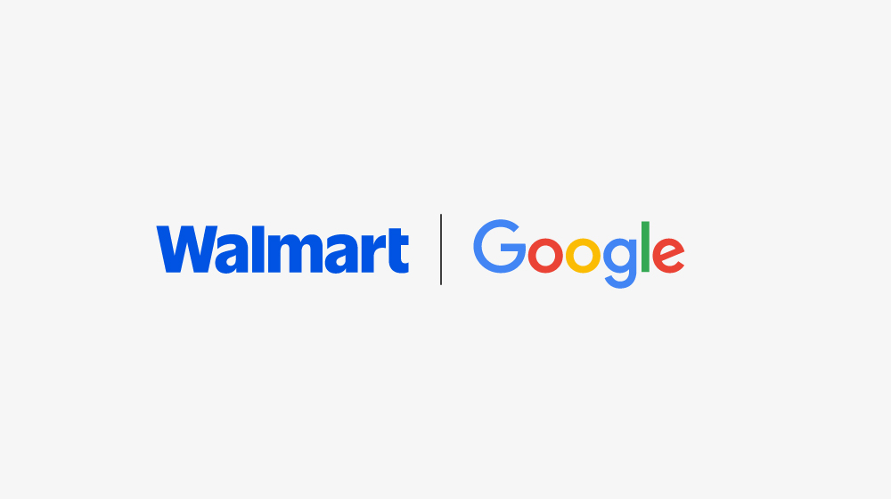 Design featuring the Walmart and Google logos emphasizing the collaboration.