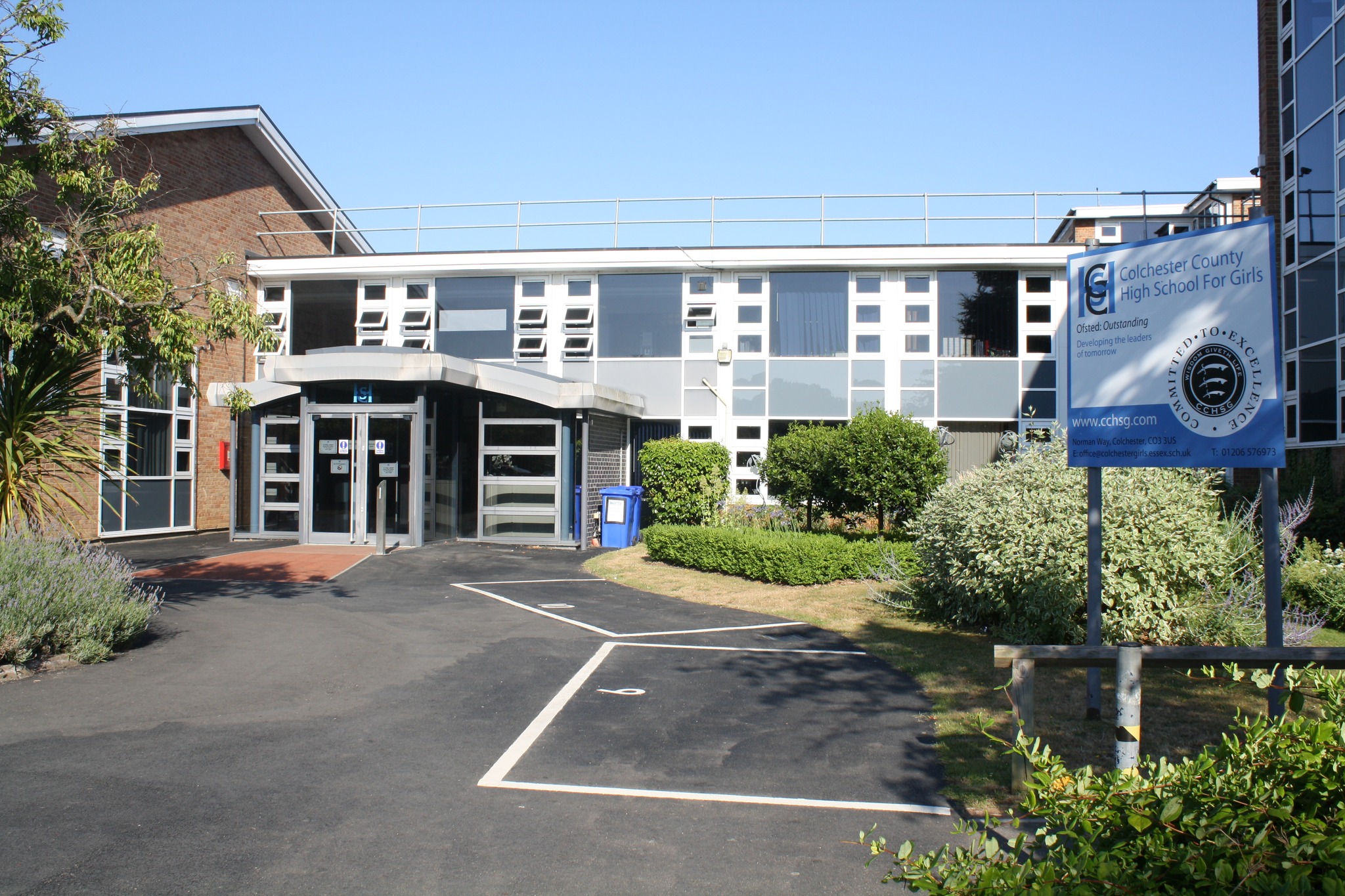 Colchester County High School for Girls building exterior on a sunny day.