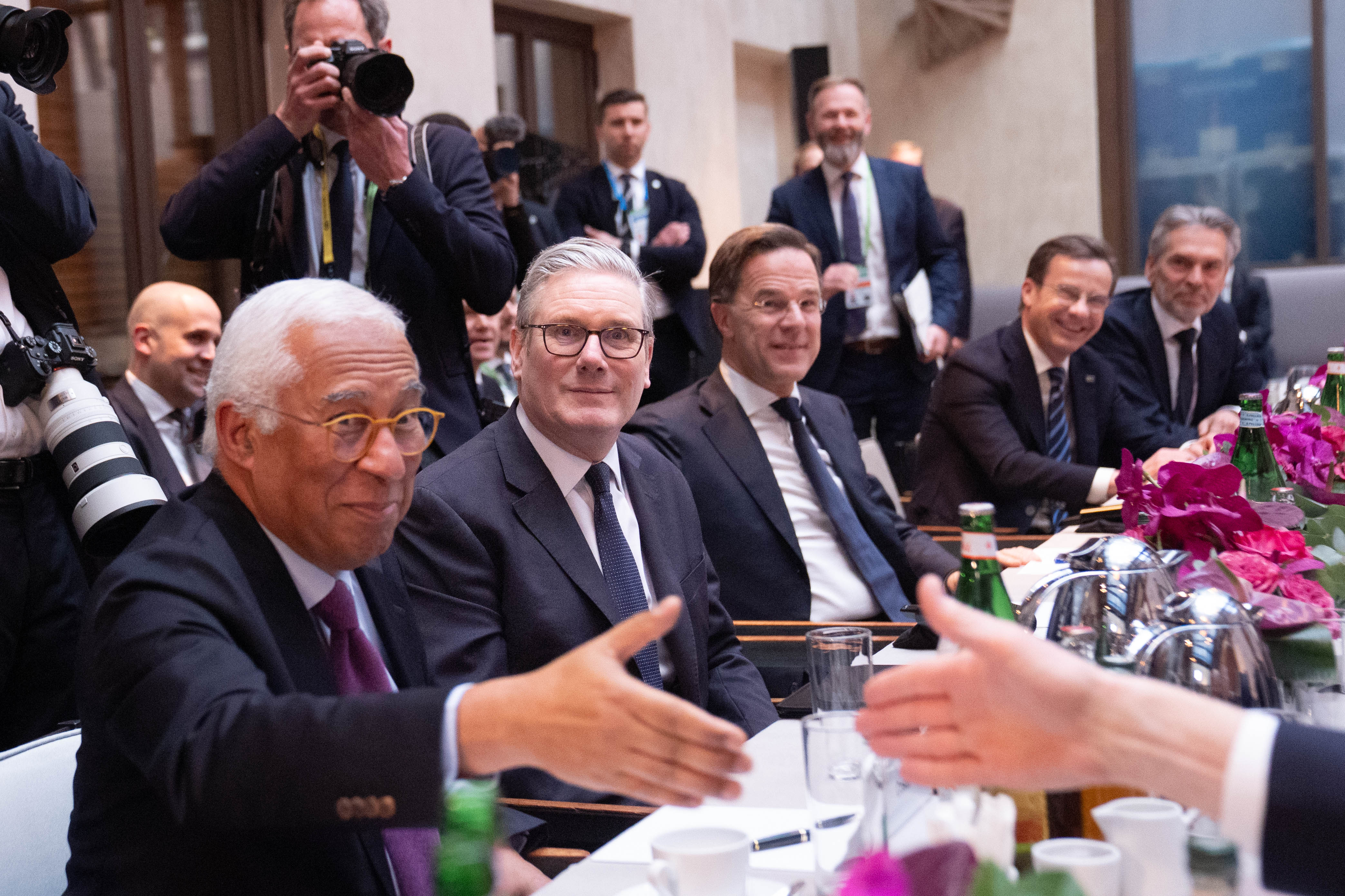 Antonio Costa, Keir Starmer, Mark Rutte, Ulf Kristersson, and Dick Schoof attend the Munich Security Conference.