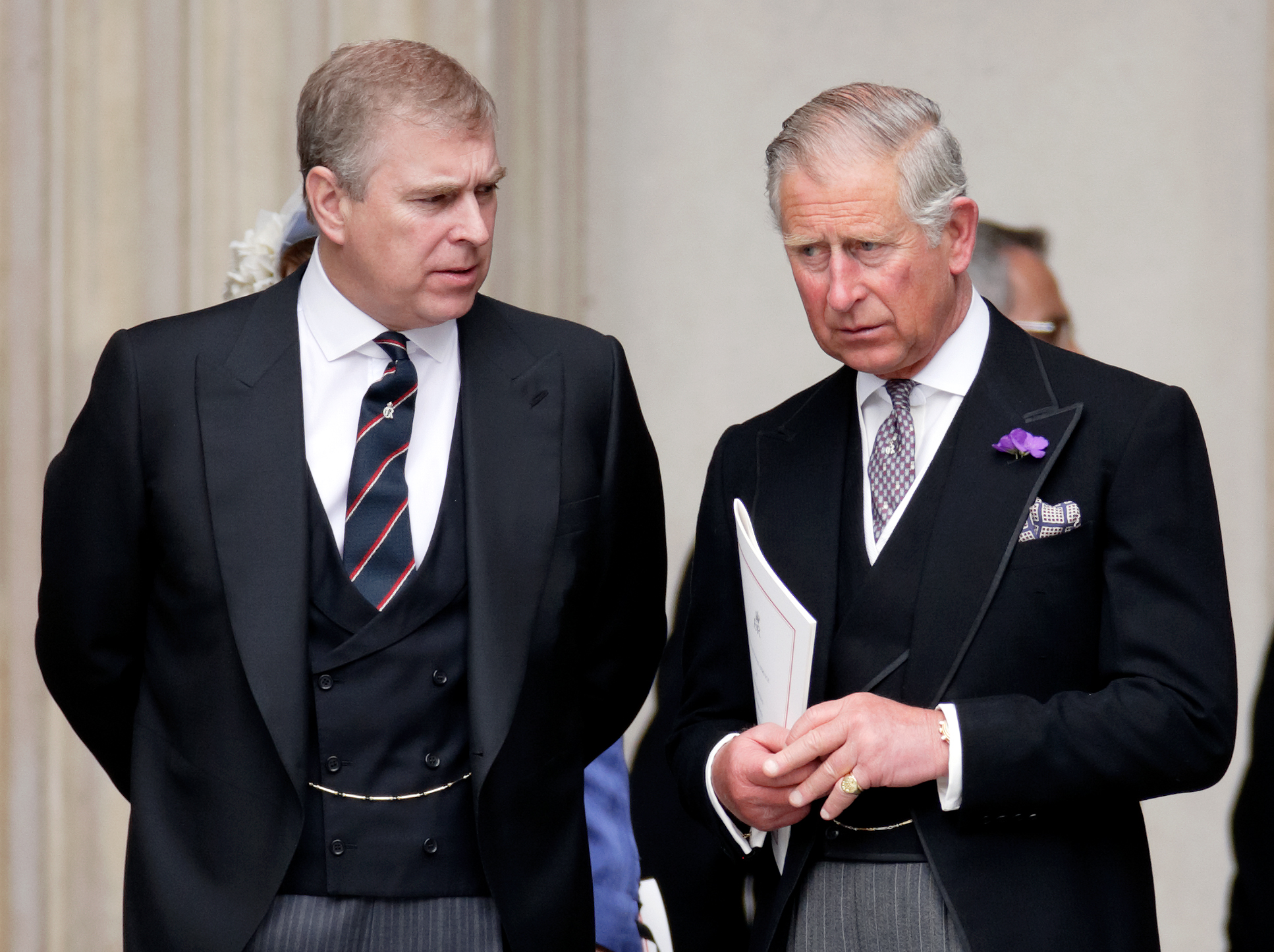 Prince Andrew and Prince Charles in formal attire at St Paul's Cathedral.