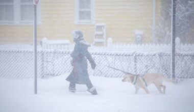 Virtually no traffic on Interstate 95 in Waltham during the height of the storm in the late morning. (Jesse Costa/WBUR)
