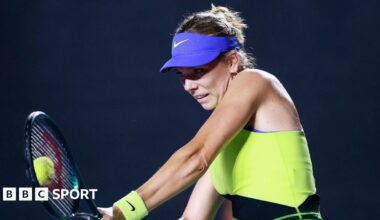 Katie Boulter plays a shot at the Merida Open