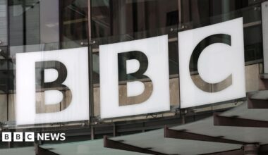 BBC logo on the front of New Broadcasting House