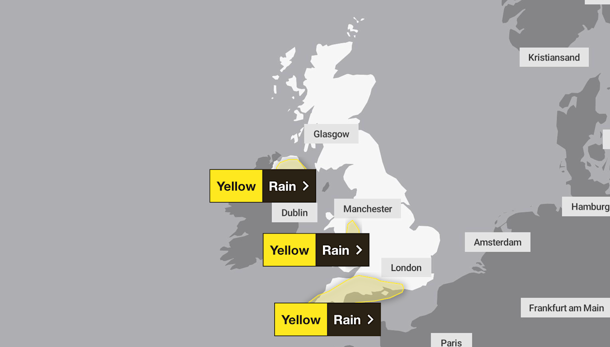 A yellow weather warning for rain is in place for Friday.