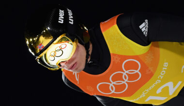 PYEONGCHANG-GUN, SOUTH KOREA - FEBRUARY 19:  Johann Andre Forfang of Norway competes during the Ski Jumping - Men's Team Large Hill on day 10 of the PyeongChang 2018 Winter Olympic Games at Alpensia Ski Jumping Center on February 19, 2018 in Pyeongchang-gun, South Korea.  (Photo by Matthias Hangst/Getty Images)