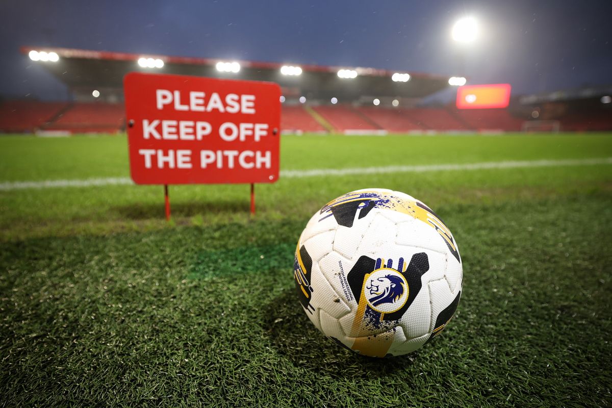 The match ball at Pittodrie before Aberdeen vs Celtic was postponed