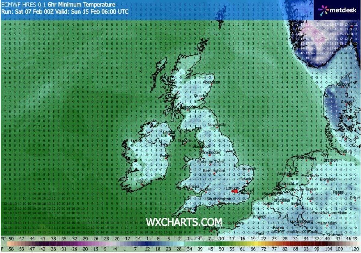 Cold temperature map