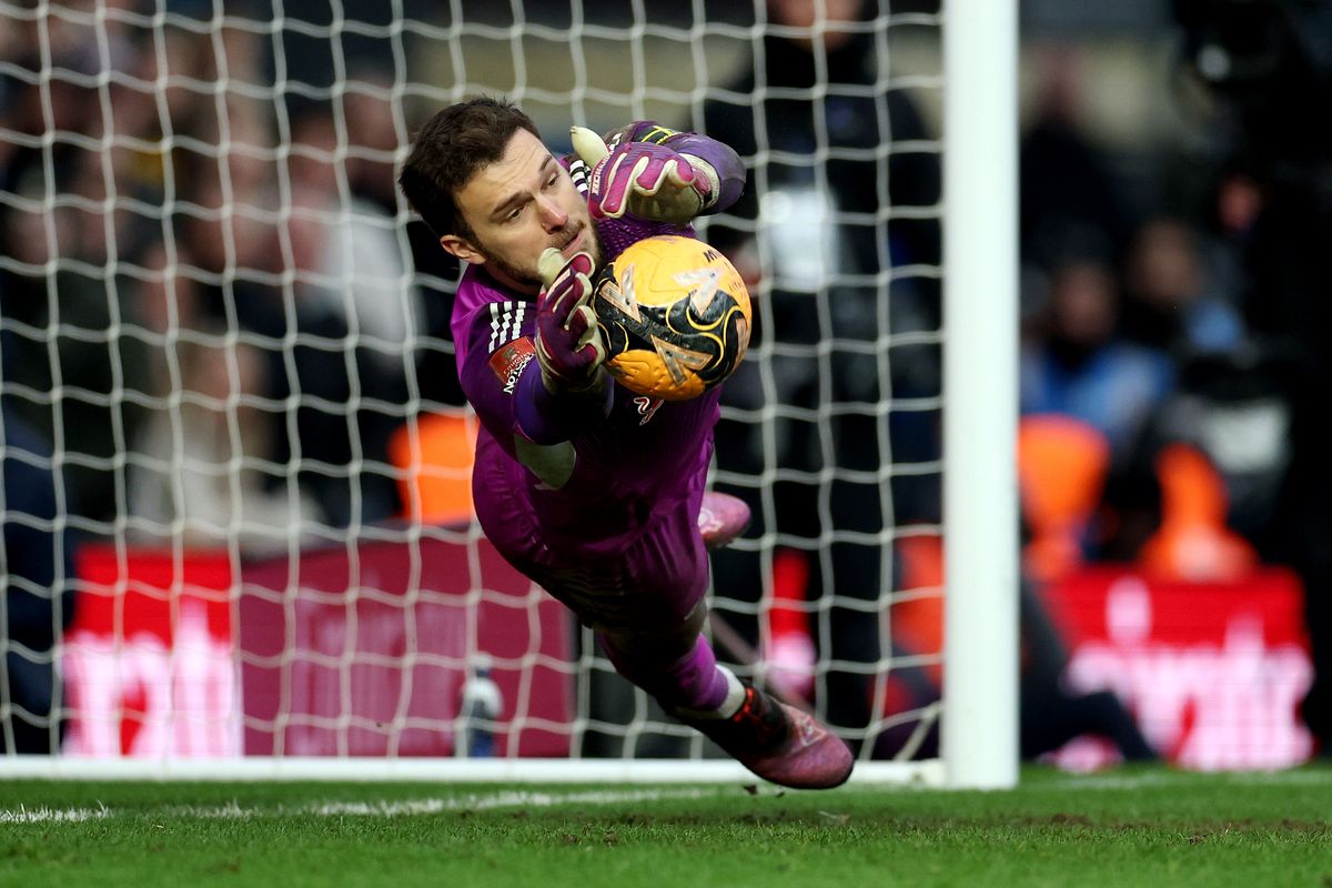 Lucas Perri saves the penalty from Tommy Doyle
