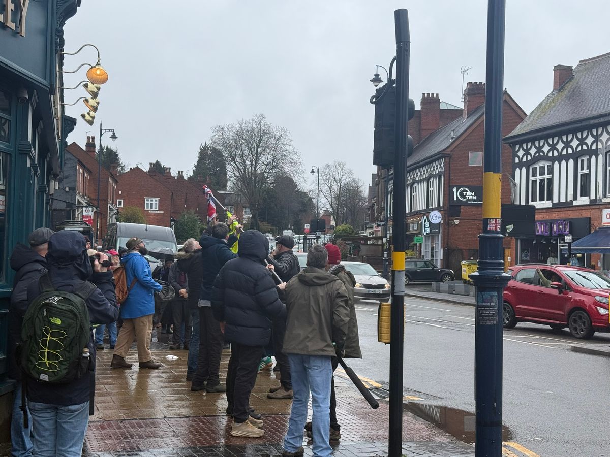 A British flag taken down on Alcester Road, Moseley 