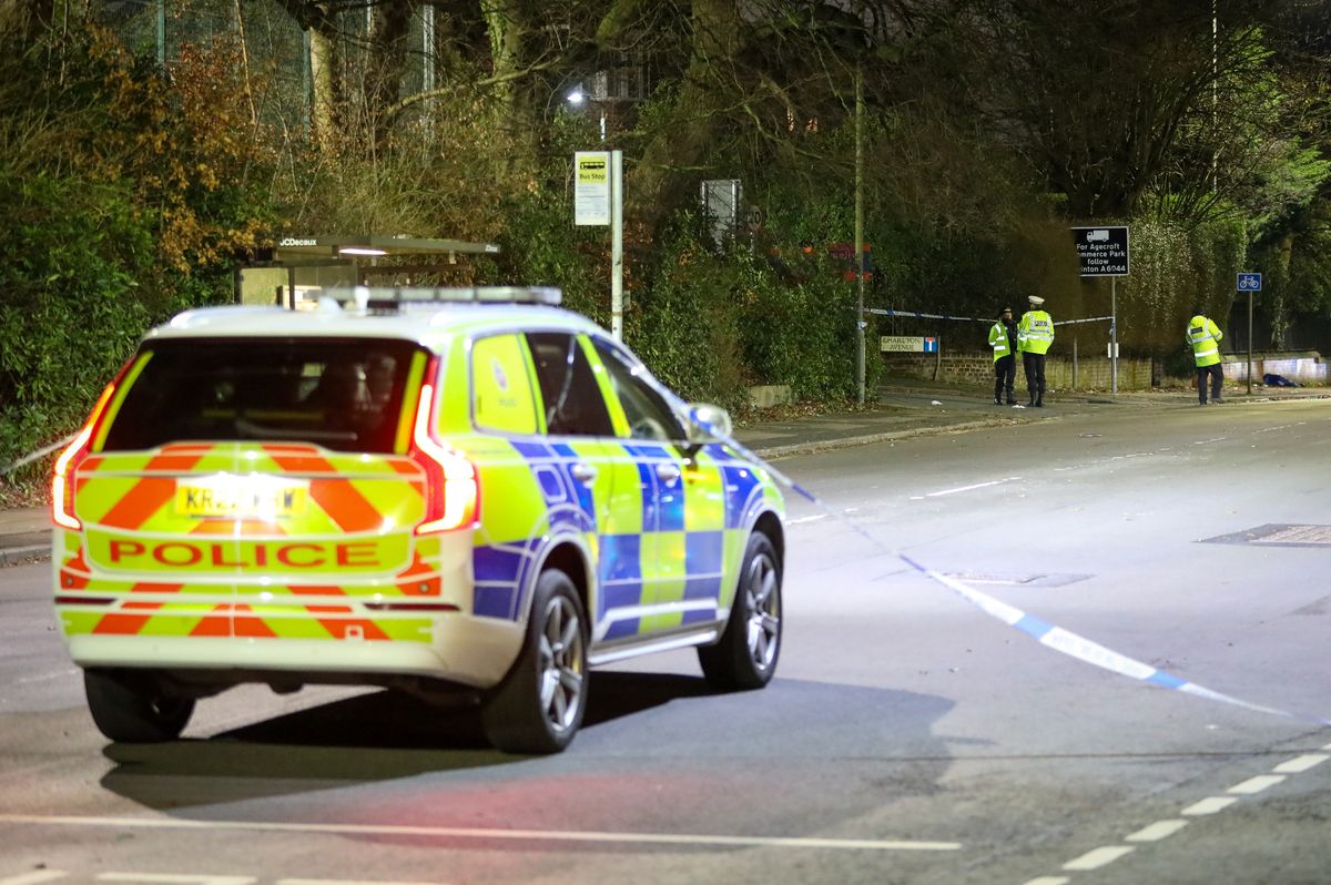 Police at the scene on Thursday night