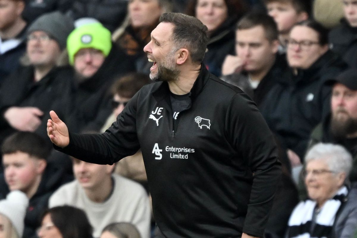 Derby County manager John Eustace during the Sky Bet Championship match at Pride Park Stadium