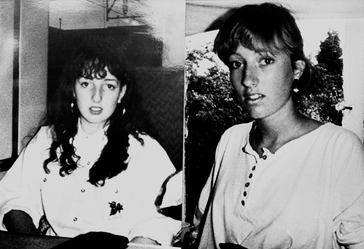 A black and white photograph from the 1980s showing two sisters, one 19 and the other 15. They are  Sarah Hicks, 19 (right), and her younger sister Victoria, 15, who were killed in the Hillsborough disaster