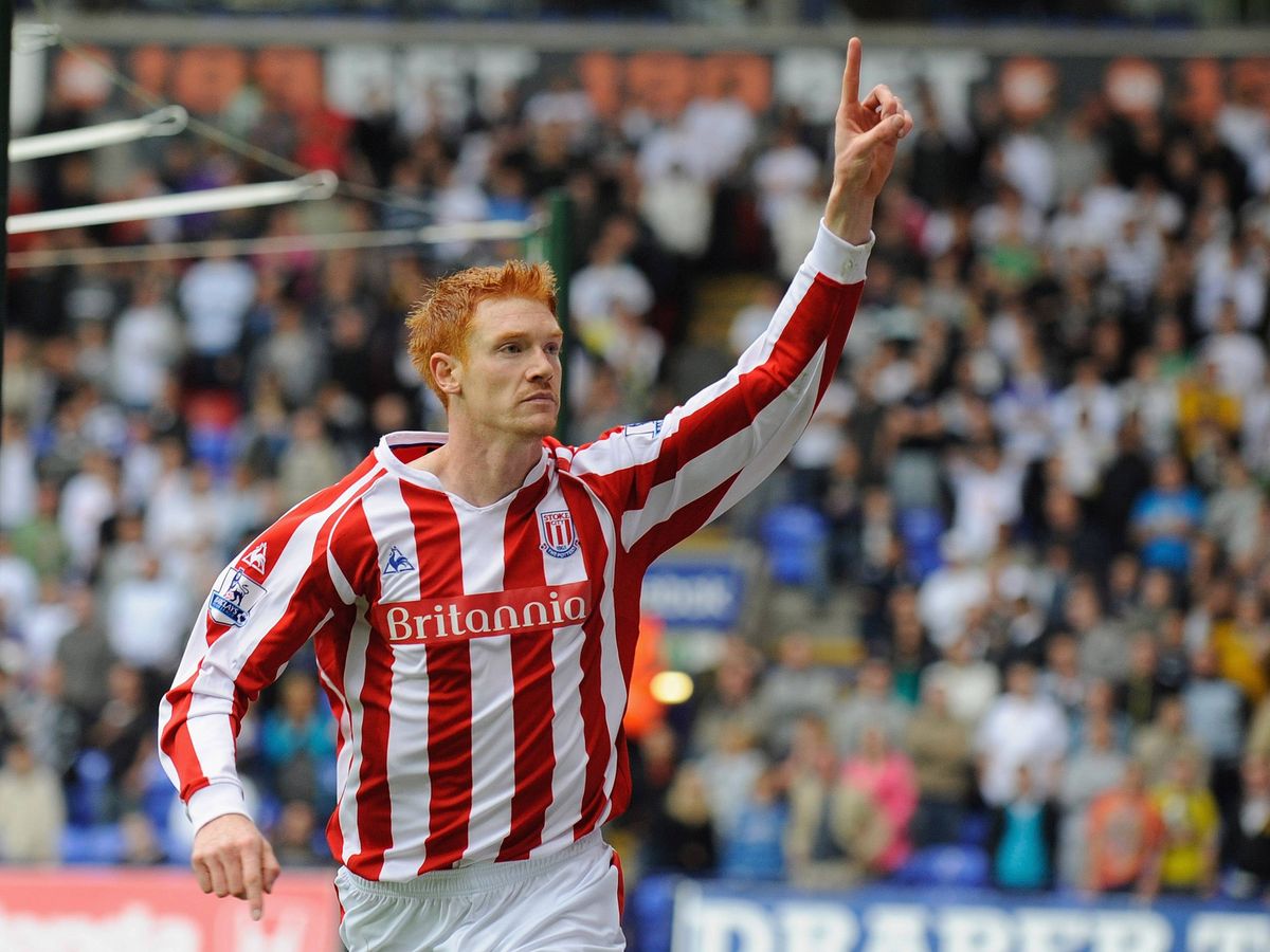 Dave Kitson of Stoke celebrates after scoring the opening goal of the Barclays Premier League match between Bolton Wanderers and Stoke City