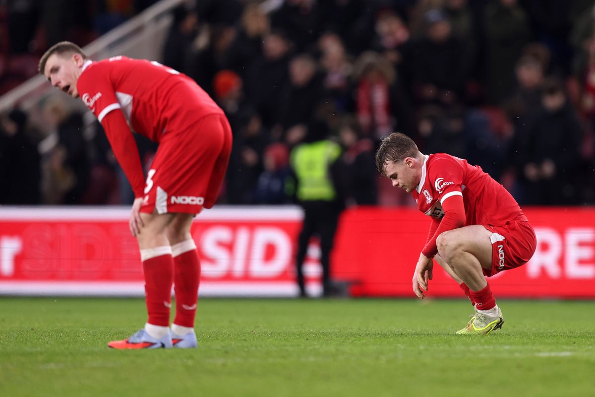 Tommy Conway of Middlesbrough looks dejected
