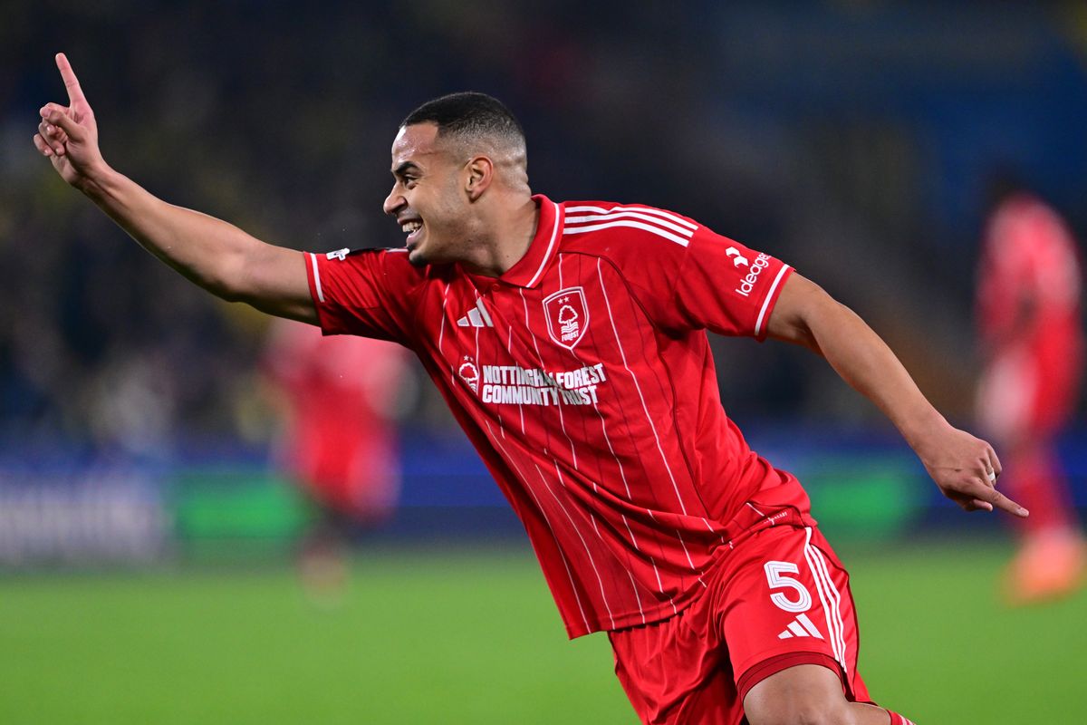 Murillo celebrates scoring for Nottingham Forest against Fenerbahce