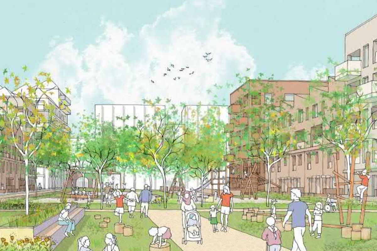 Indicative designs of how the proposed new park may look (Levitt Bernstein)