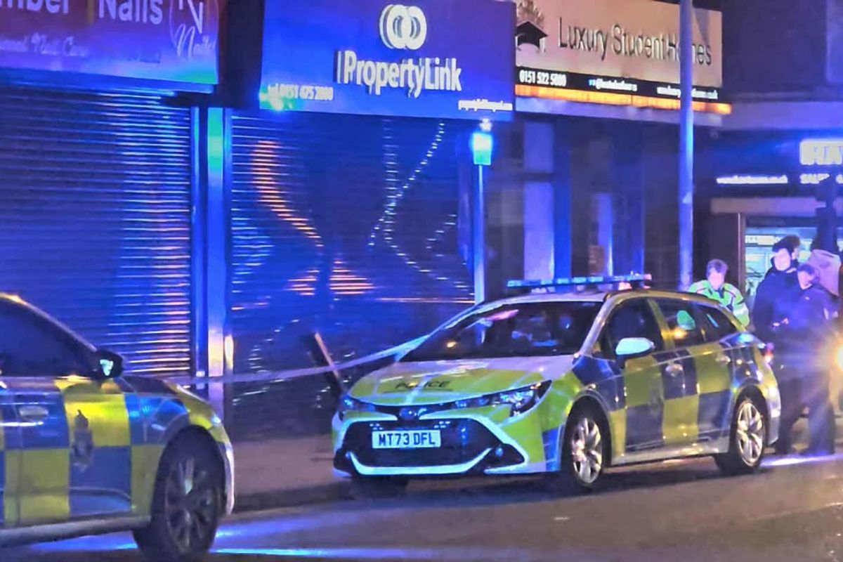 Merseyside Police and Mersey Fire and Rescue Service at the scene on Smithdown Road