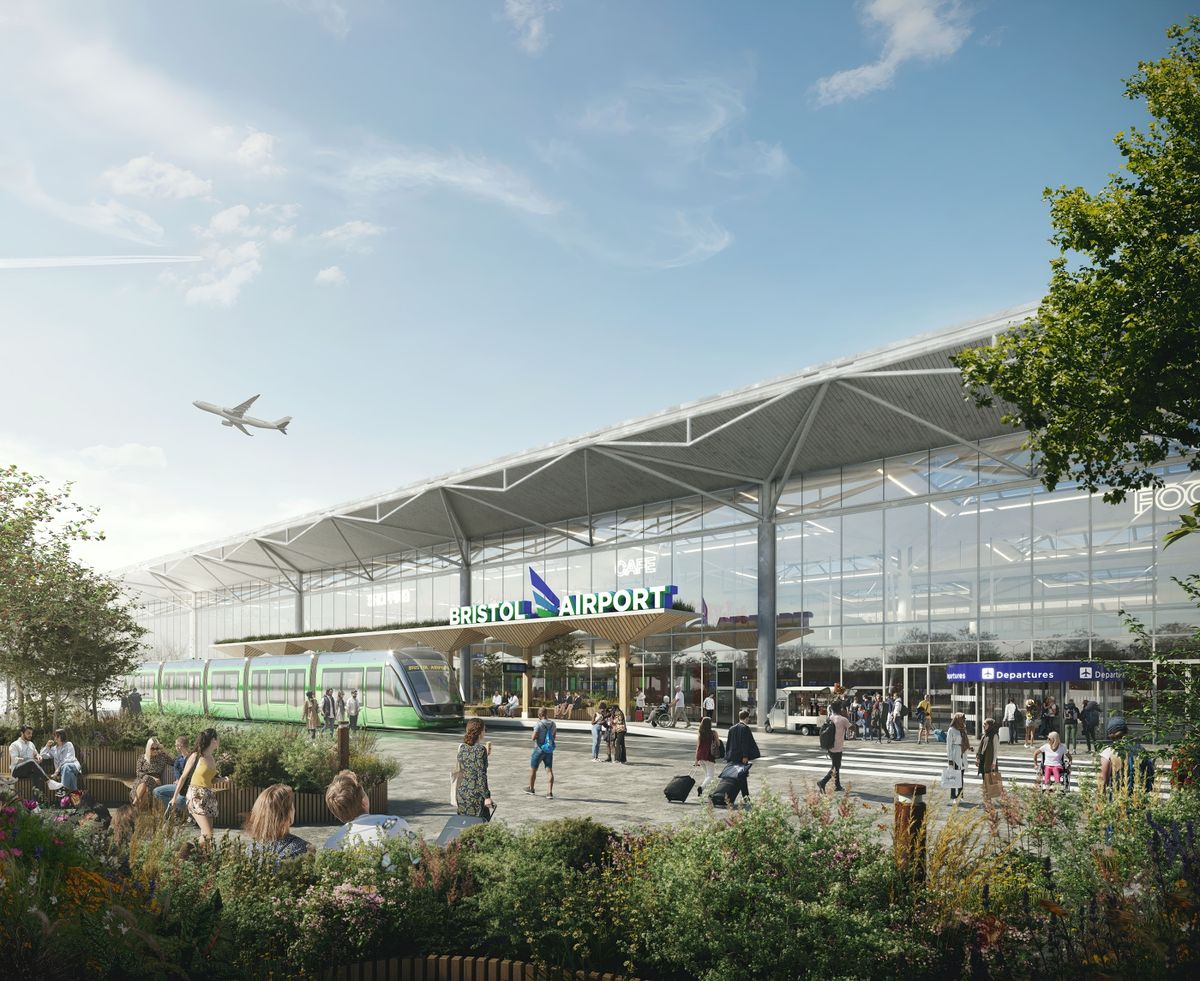 Images released by the West of England Metro Mayor Helen Godwin showing how a mass transit system could look, with trams at Bristol Airport and outside St Mary Redcliffe Church in Bristol.