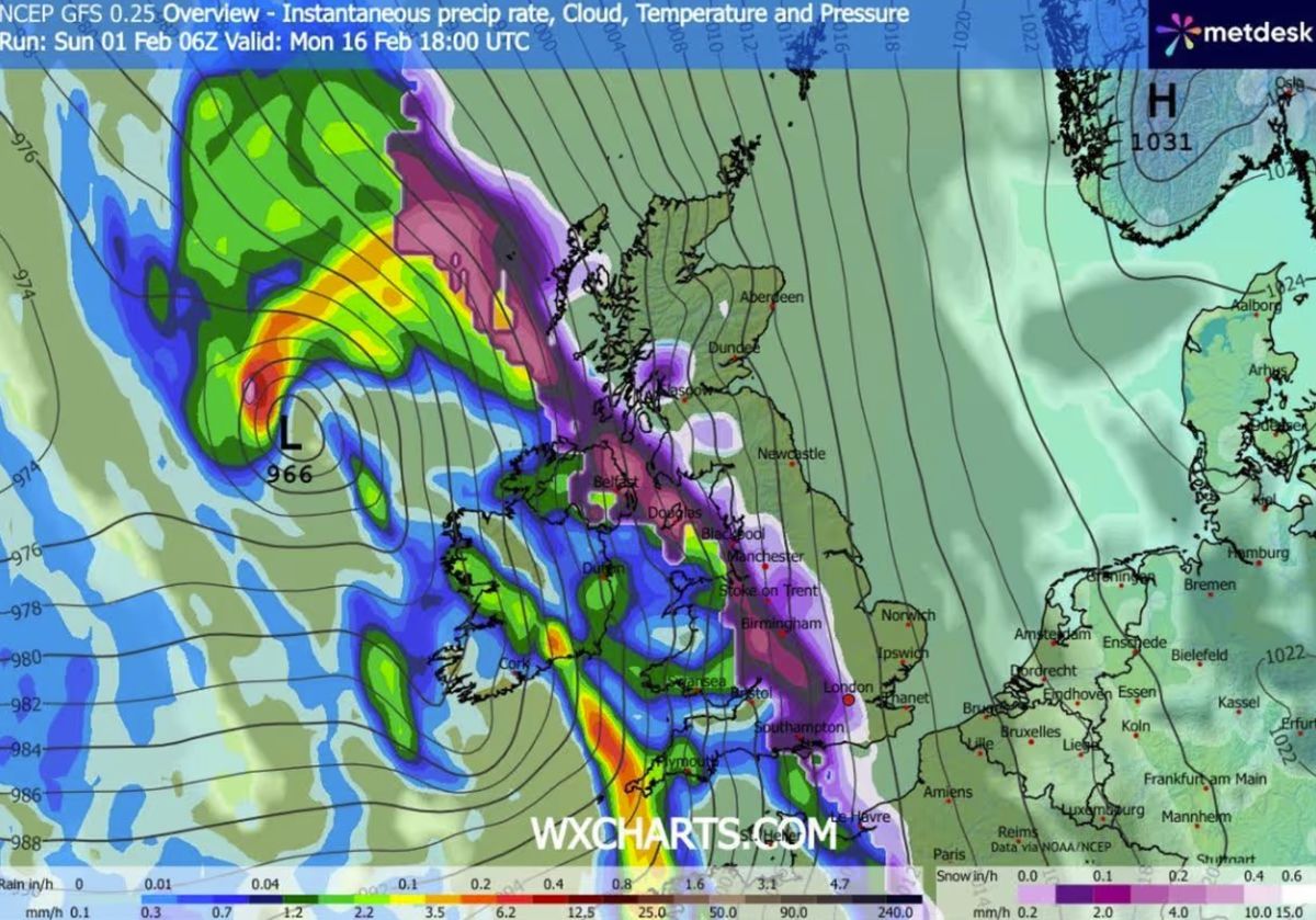 Several major cities including Liverpool, London and Birmingham could face snow