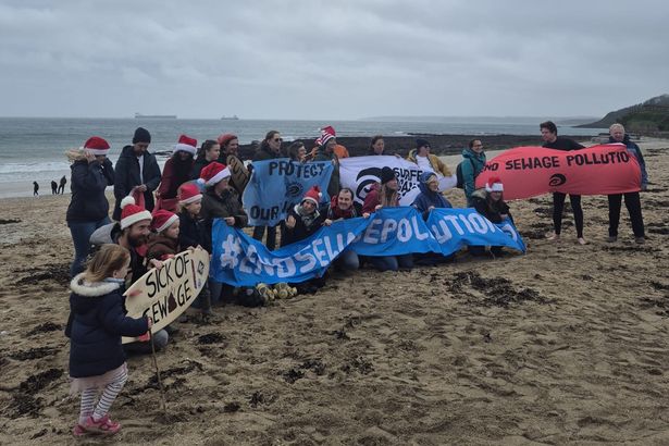 A Santas against sewage swimming event held at Gyllyngvase beach in Falmouth and organised by Surfers Against Sewage had to be called off because of sewage pollution in the sea