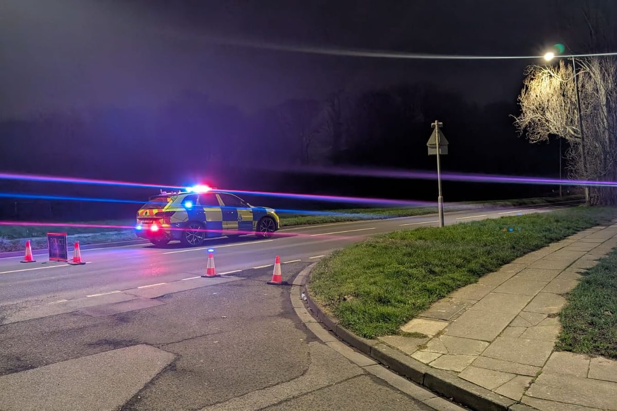 Police scene on Wood Lane in Netherley following a crash
