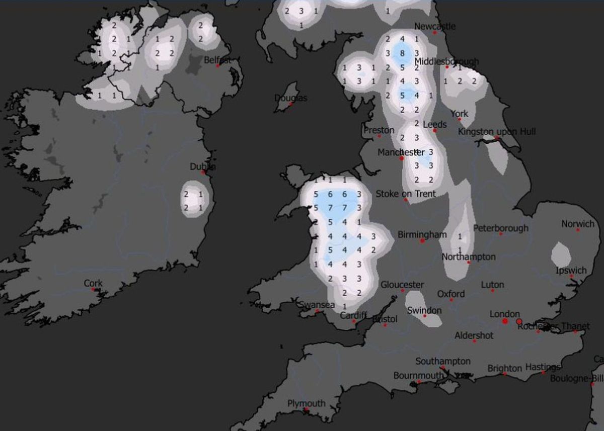 ECM forecasted snow depths on Sunday, February 15