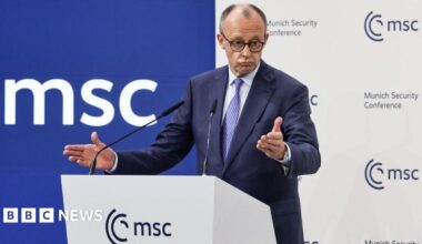 German Federal Chancellor Friedrich Merz delivers a speech during the 62nd Munich Security Conference. Photo: 13 February 2026