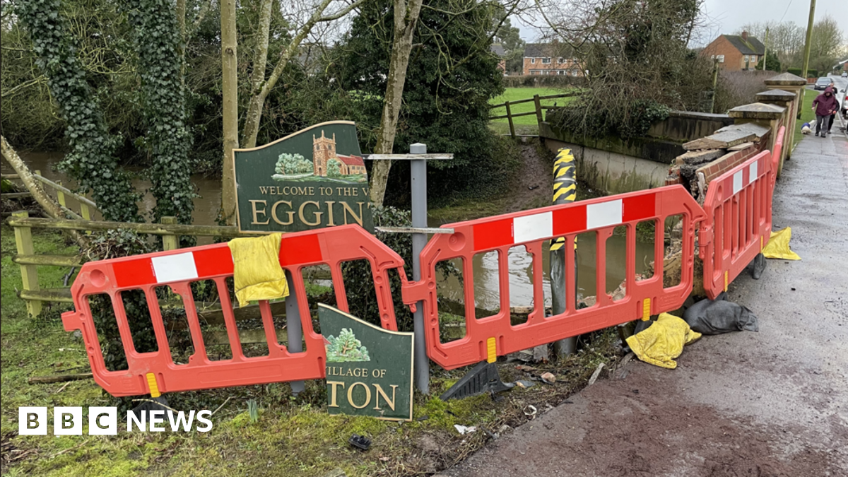 Egginton Brook visible from the junction of Main Street and Ash Grove Lane in Egginton, Derbyshire