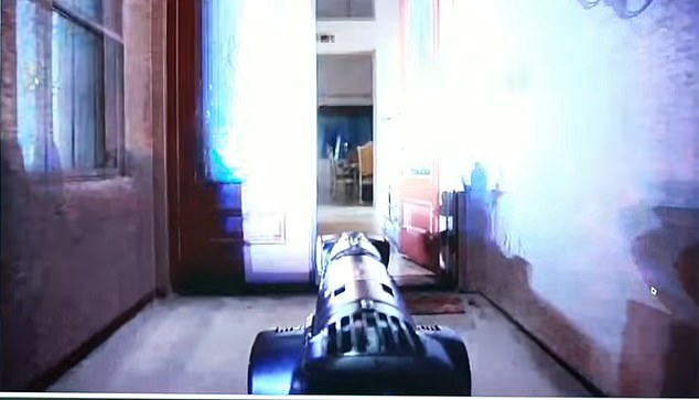 Authorities sent a robot through the front door first (pictured), due to the possible hazardous situation that waited inside