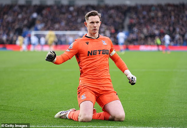 Dean Henderson joins in the celebrations as Palace pulled further clear of the relegation zone